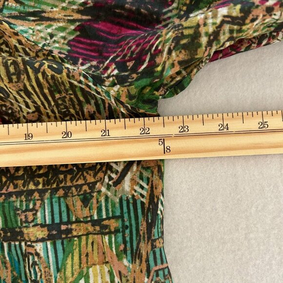 Neiman Marcus Blouse Womens SZL Silk Blend Multicolor Print Long Sleeve Side Tie - Picture 8 of 9